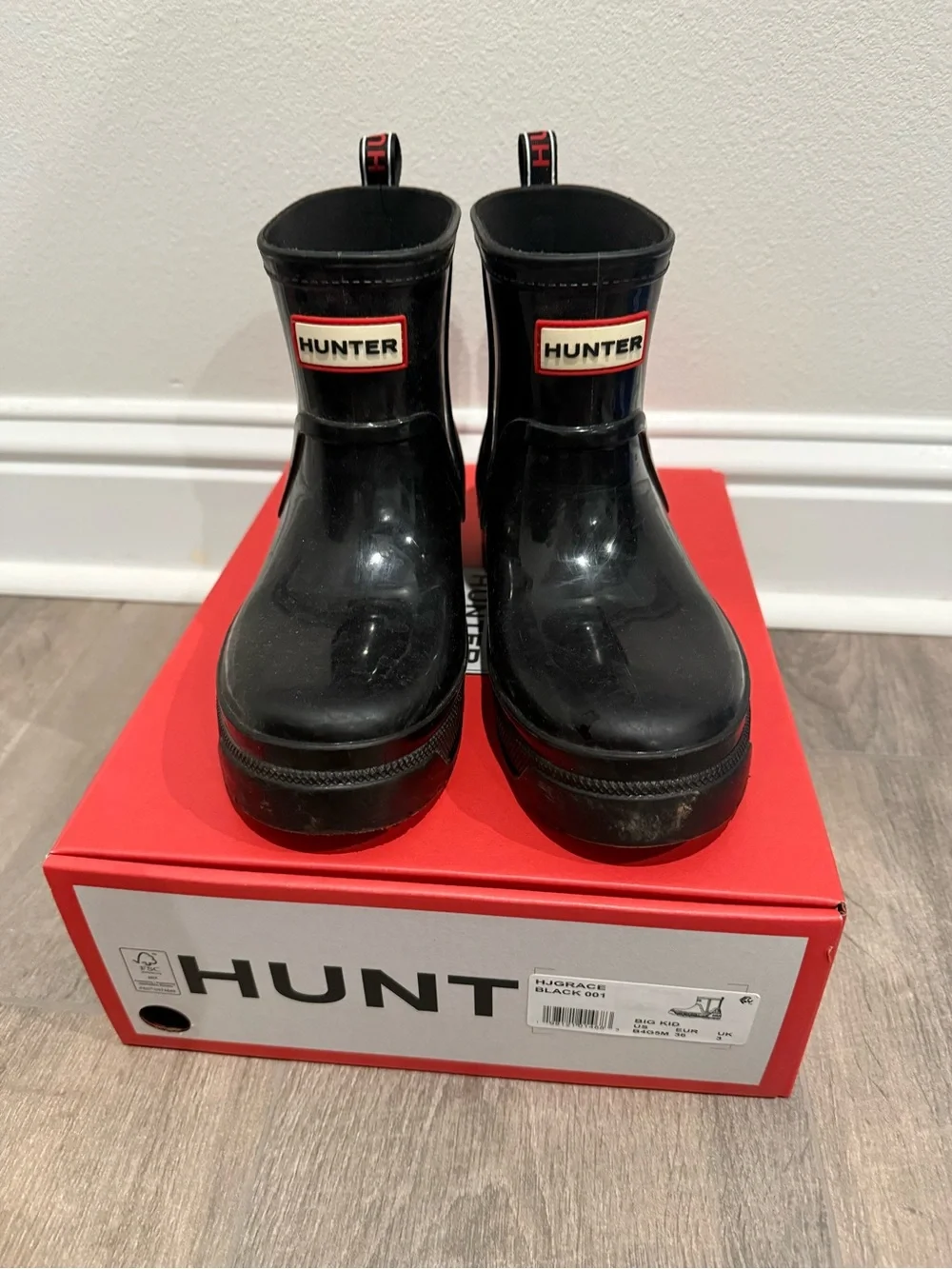 Hunter Glossy Black Short Wellington Boots